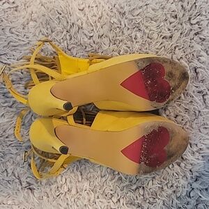 CCO ALL NEED TO GO!!  Yellow Fringe Platform Sandals